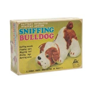 Vintage Alps Sniffing Bulldog Toy Original Box Japan 1950s/60s